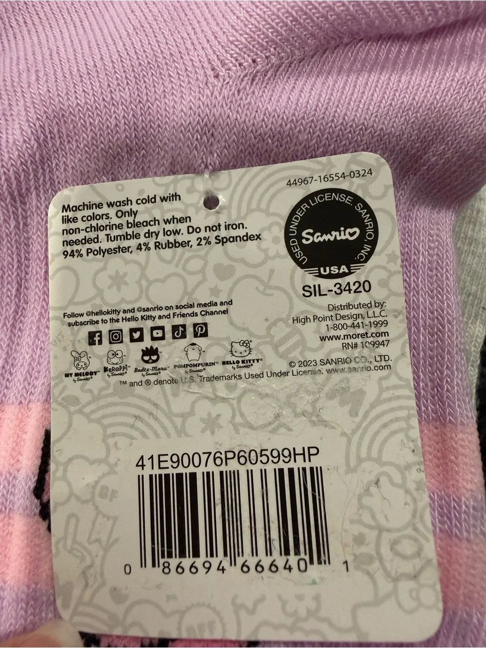 NWT Hello Kitty by Sanrio Mini Backpack Apple Print Pink and Sock Bundle
